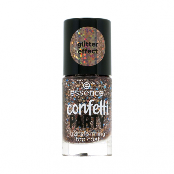 Топовое покрытие для ногтей `ESSENCE` CONFETTI PARTY с глиттер-эффектом