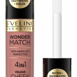 Eveline Wonder Match 4-in-1 Velour Cheek & Lip Color Balm Жидкая помада-румяна для лица | 01