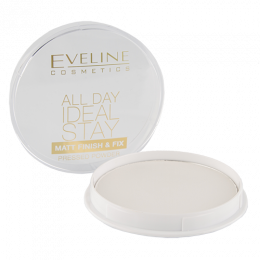Пудра компактная для лица `EVELINE` ALL DAY IDEAL STAY матирующая бесцветная