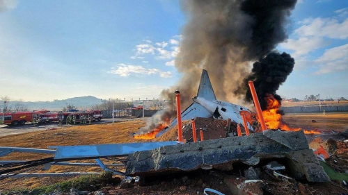 Пассажирский самолет разбился в Южной Корее, на борту находился 181 человек